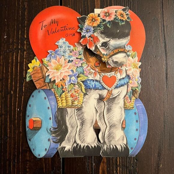 Valentine Vintage Donkey Card (1944) - Picture 2 of 3